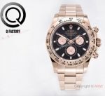 Luxury QF Factory V3 Cal.4130 Rose Gold-Black Dial Rolex Cosmo Daytona Watches Top Replica